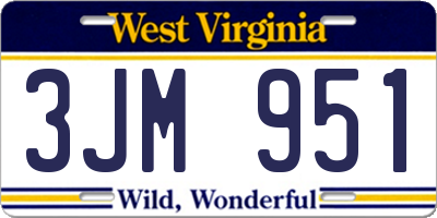 WV license plate 3JM951