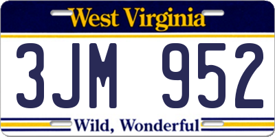 WV license plate 3JM952