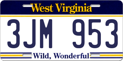 WV license plate 3JM953
