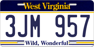 WV license plate 3JM957