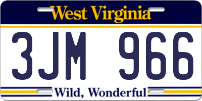 WV license plate 3JM966