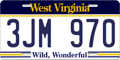 WV license plate 3JM970