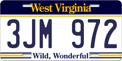 WV license plate 3JM972