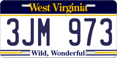 WV license plate 3JM973