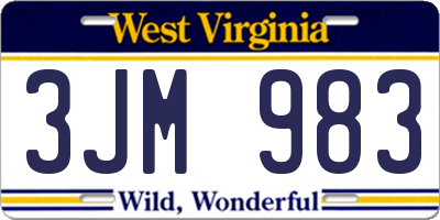 WV license plate 3JM983
