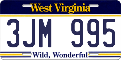WV license plate 3JM995