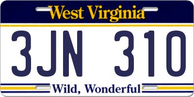 WV license plate 3JN310