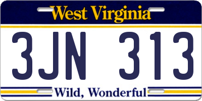 WV license plate 3JN313