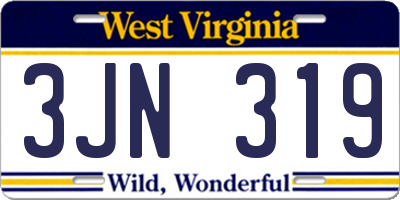 WV license plate 3JN319