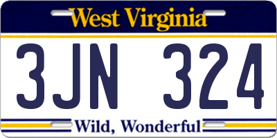 WV license plate 3JN324