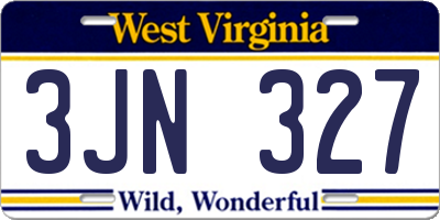 WV license plate 3JN327