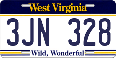 WV license plate 3JN328