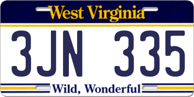 WV license plate 3JN335