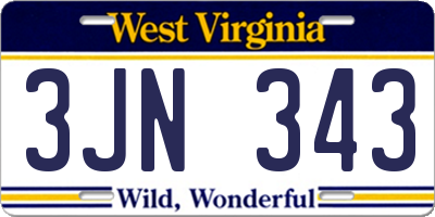 WV license plate 3JN343