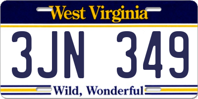 WV license plate 3JN349