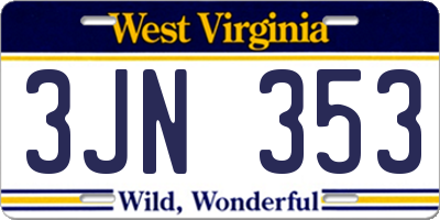 WV license plate 3JN353