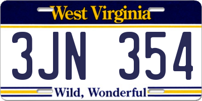 WV license plate 3JN354