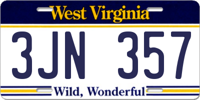 WV license plate 3JN357