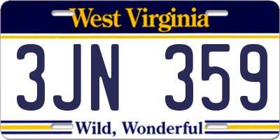 WV license plate 3JN359