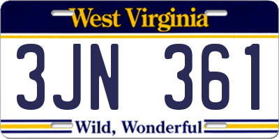 WV license plate 3JN361