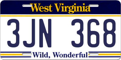 WV license plate 3JN368