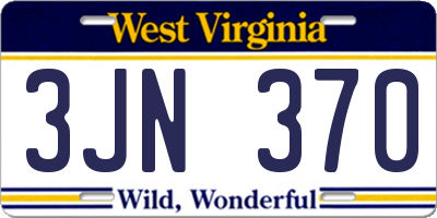 WV license plate 3JN370