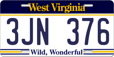 WV license plate 3JN376