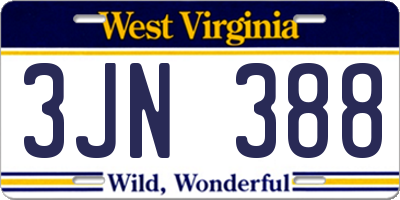 WV license plate 3JN388