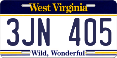 WV license plate 3JN405