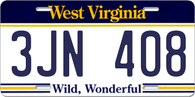 WV license plate 3JN408