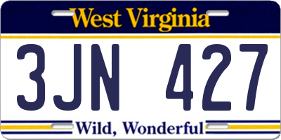 WV license plate 3JN427