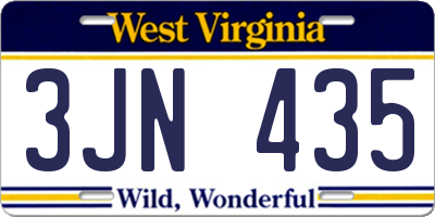 WV license plate 3JN435