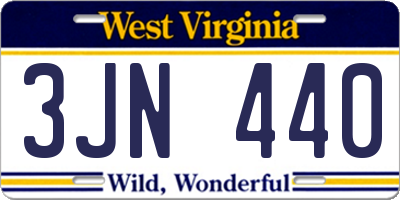 WV license plate 3JN440