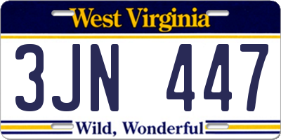 WV license plate 3JN447