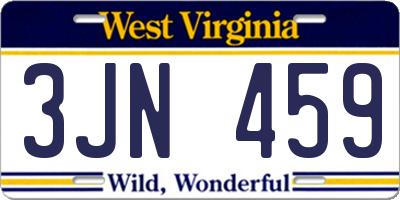 WV license plate 3JN459
