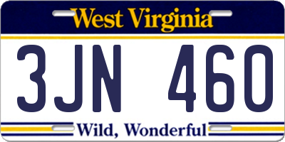 WV license plate 3JN460