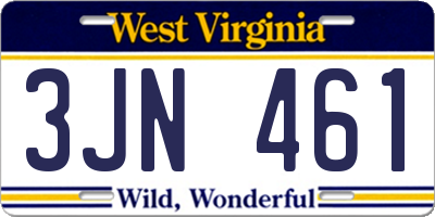 WV license plate 3JN461