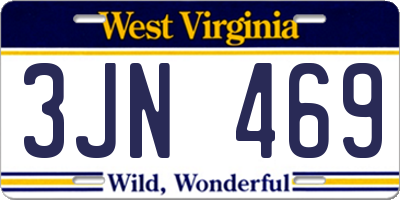 WV license plate 3JN469