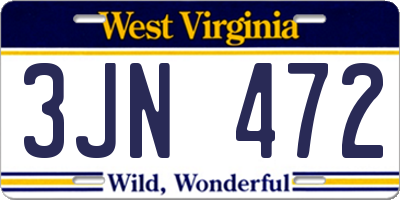 WV license plate 3JN472