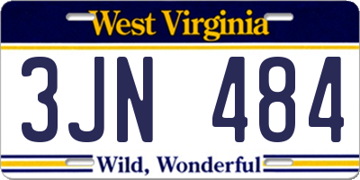 WV license plate 3JN484