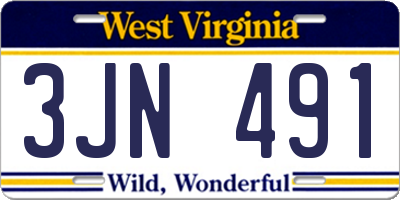 WV license plate 3JN491