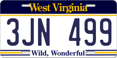 WV license plate 3JN499