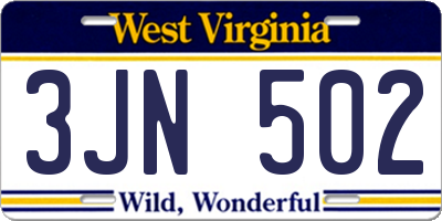WV license plate 3JN502