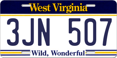 WV license plate 3JN507