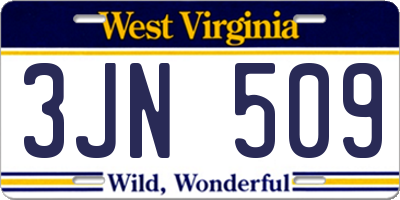 WV license plate 3JN509
