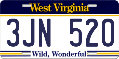 WV license plate 3JN520