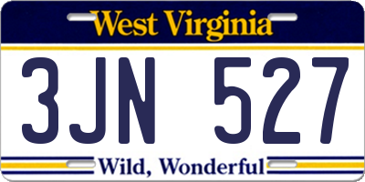 WV license plate 3JN527