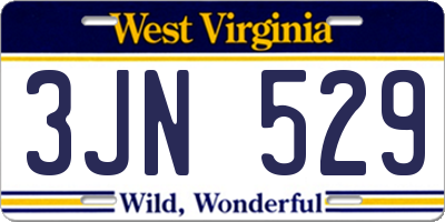 WV license plate 3JN529
