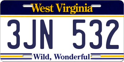 WV license plate 3JN532
