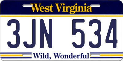 WV license plate 3JN534